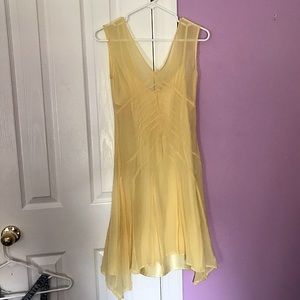 Pale yellow bias cut silk spring dress 1920s 1930s